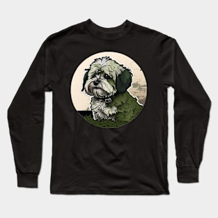 Havanese Camouflage Motif Long Sleeve T-Shirt